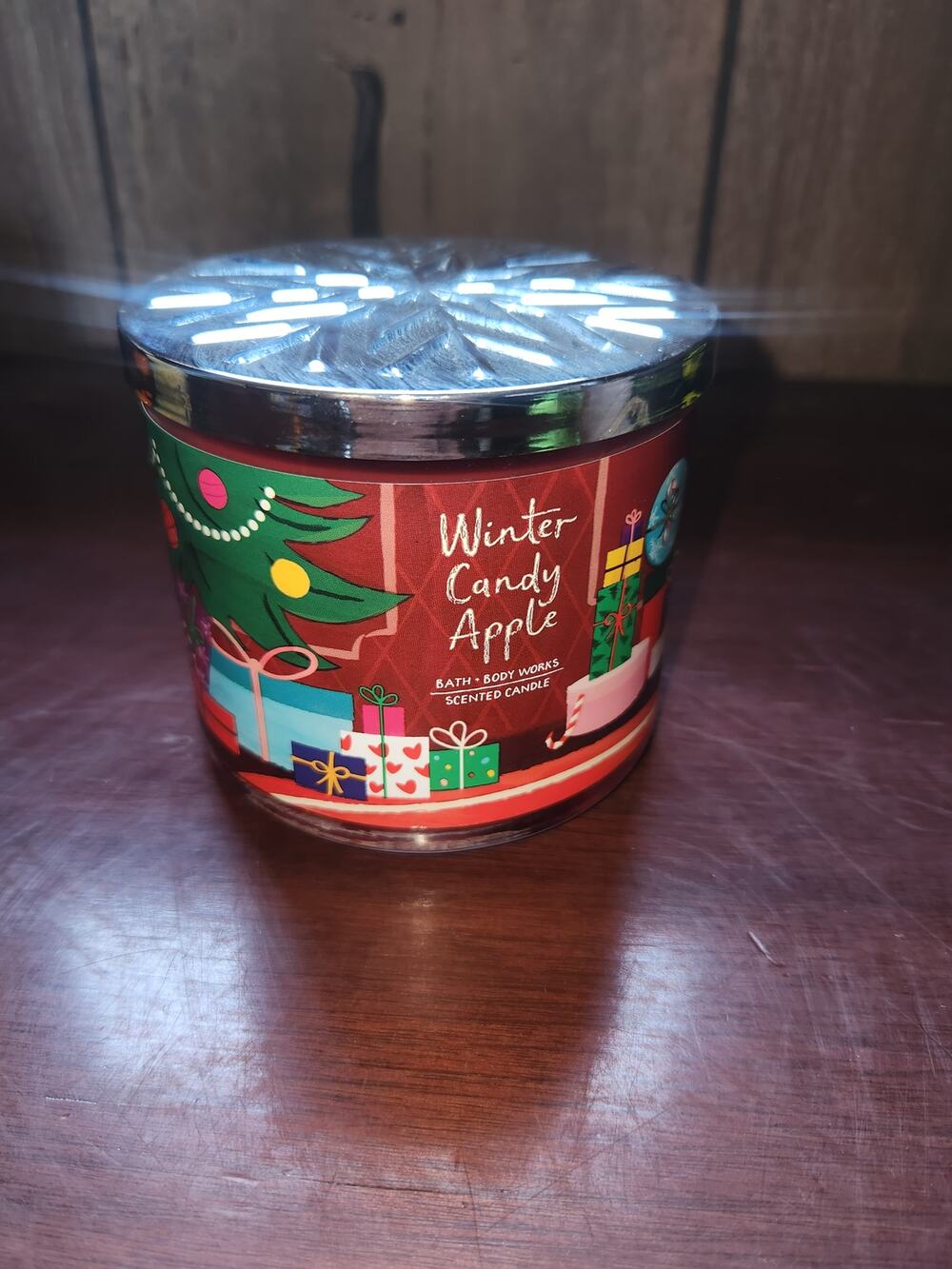 Bath & Body Works Winter Candy Apple 3-Wick Candle White Barn 14oz